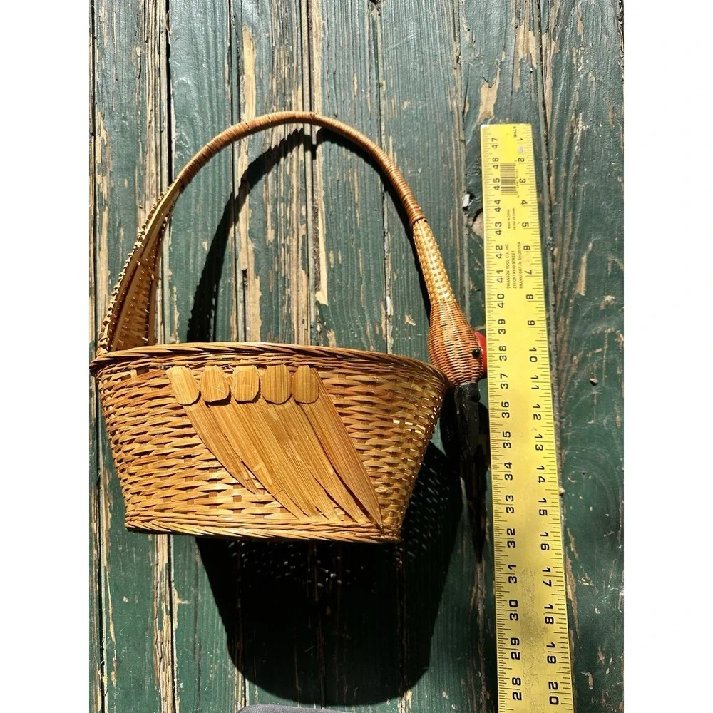 Goose Handled  Wicker Rattan Basket 19